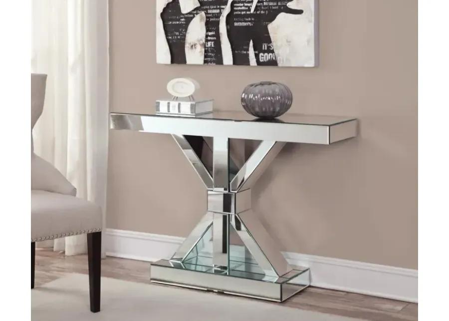 Lurlynn X-shaped Base Console Table Clear Mirror