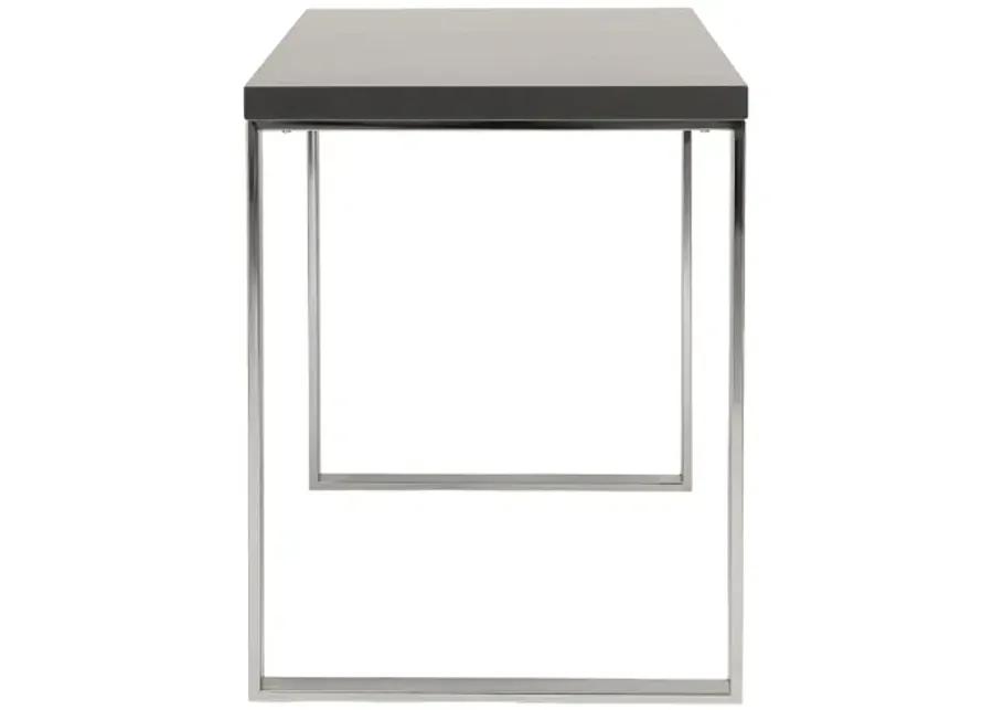 Dillon Desk in Gray with Polished Stainless Steel Base