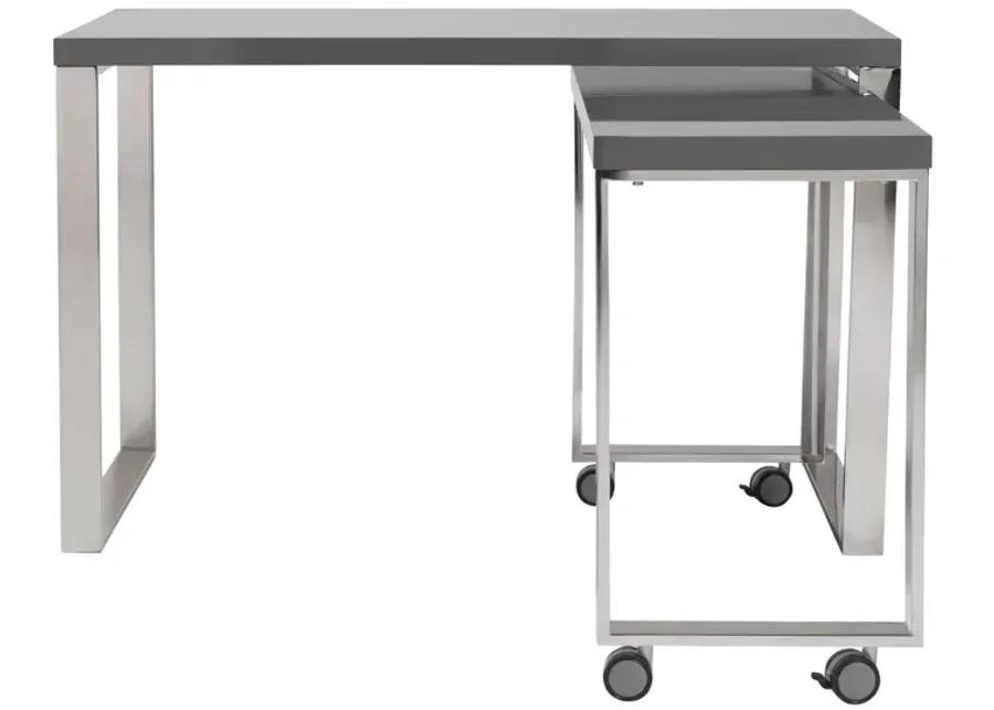 Dillon Desk in Gray with Polished Stainless Steel Base