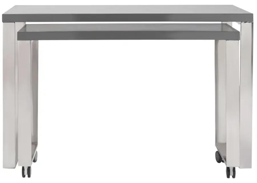 Dillon Desk in Gray with Polished Stainless Steel Base