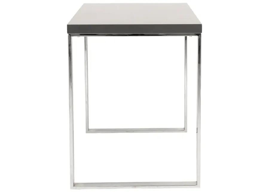 Dillon Desk in Gray with Polished Stainless Steel Base