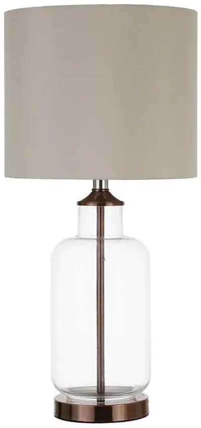 Aisha Drum Shade Table Lamp Creamy Beige and Clear