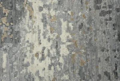 Artistry Gray Abstract NZ Wool/Tencel Blend 2'6" x 8' Runner Rug