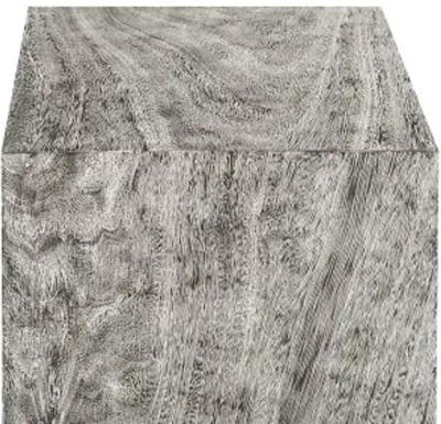 origins pedestal, small, mitered chamcha wood, gray stone finish