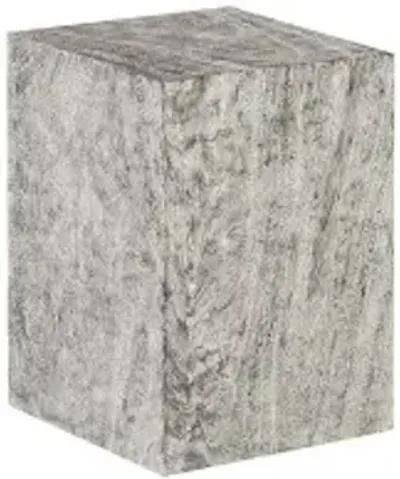 origins pedestal, small, mitered chamcha wood, gray stone finish