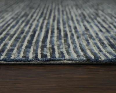 Berkshire Blue stripes Wool 5' x 7'6" Rectangle Rug