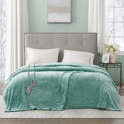 Beautyrest Heated Plush Aqua Blanket