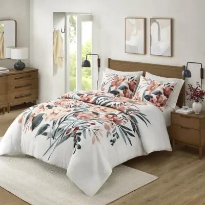 Dahlia 3 Piece Floral Cotton Duvet Cover Set