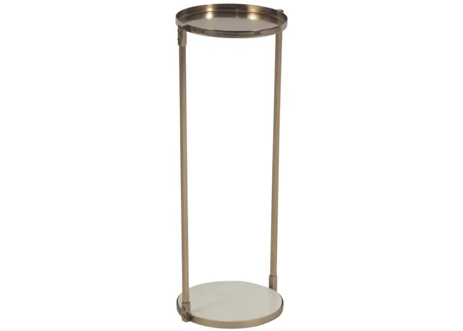 Metal, 22" Side Table Marble Bottom, Gold Kd