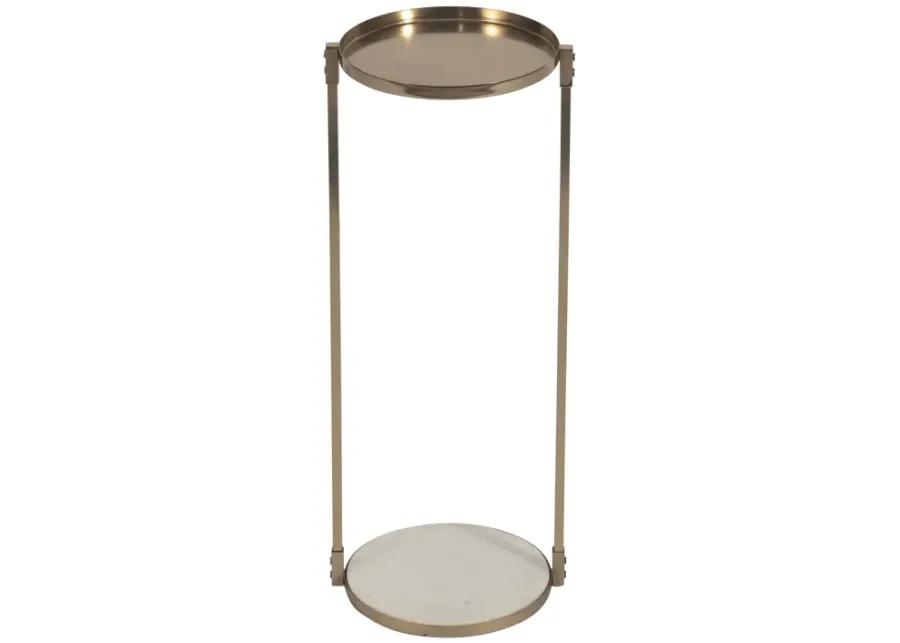 Metal, 22" Side Table Marble Bottom, Gold Kd