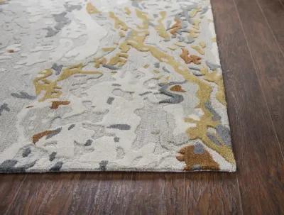 Mod Gray/Multi Abstract Wool/Tencel 5' x 8' Rectangle Rug