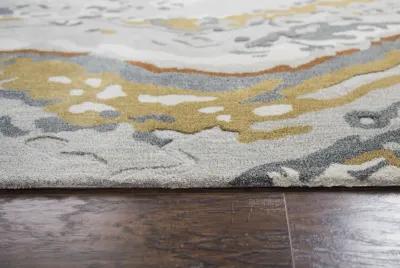 Mod Gray/Multi Abstract Wool/Tencel 5' x 8' Rectangle Rug