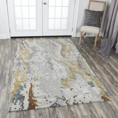 Mod Gray/Multi Abstract Wool/Tencel 5' x 8' Rectangle Rug