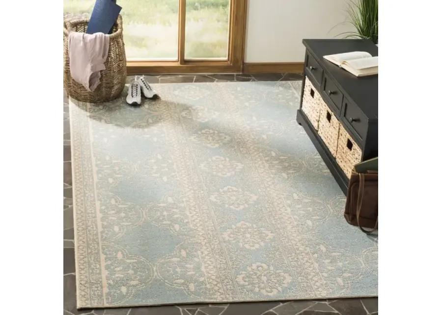 LINDEN 174 Collection LND174L-4 Cream / Aqua 4' X 6'