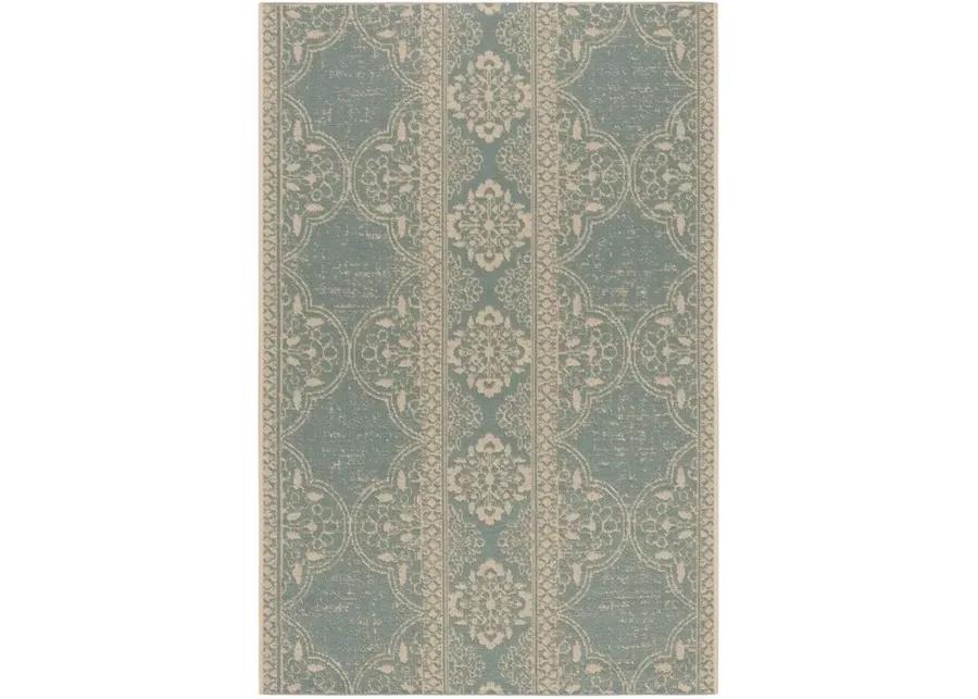 LINDEN 174 Collection LND174L-4 Cream / Aqua 4' X 6'