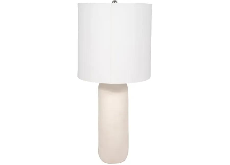 26" Ceramic Table Lamp With Shade, Beige