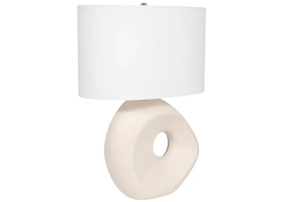 26" Ceramic Table Lamp With Shade, Beige