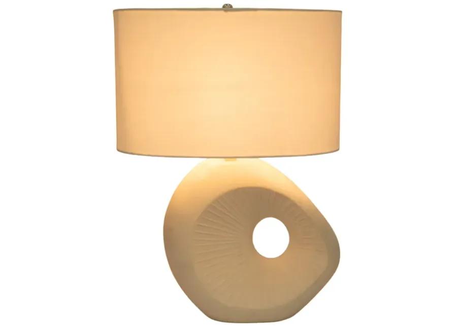 26" Ceramic Table Lamp With Shade, Beige