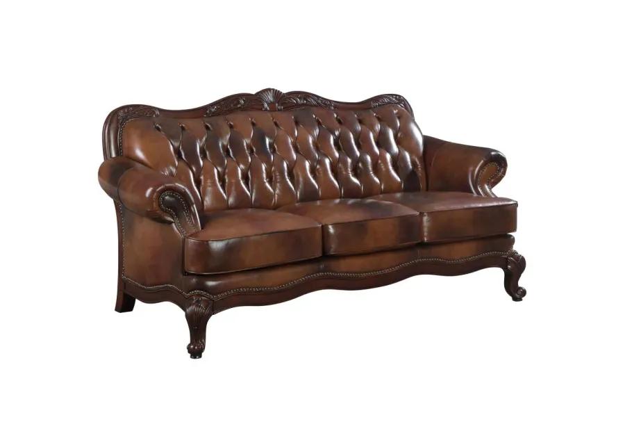 Victoria Upholstered Tufted Living Room Set Brown