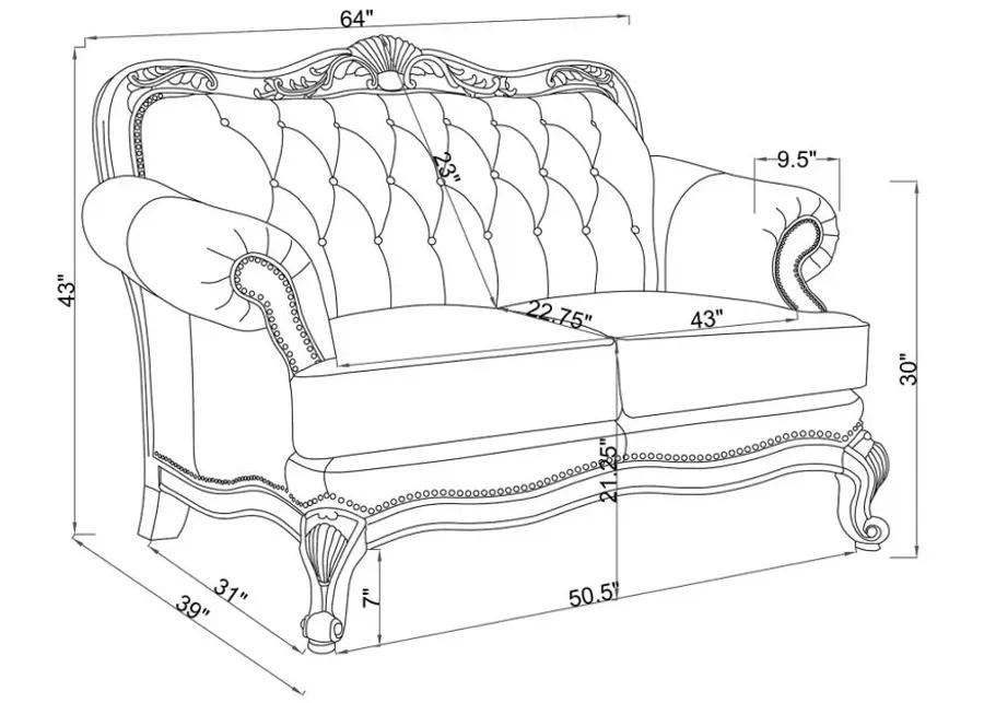 Victoria Upholstered Tufted Living Room Set Brown