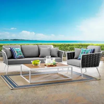 Stance 3 Piece Outdoor Patio Aluminum Sectional Sofa Set