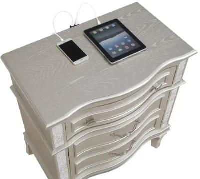 Evangeline 3-drawer Nightstand Silver Oak