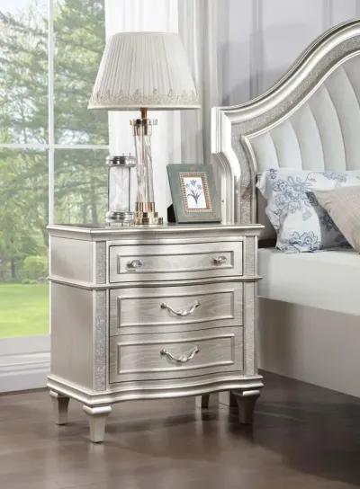 Evangeline 3-drawer Nightstand Silver Oak