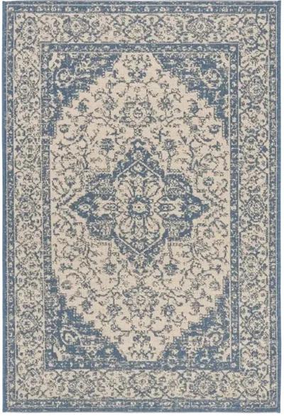 LINDEN 137 Collection LND137N-5 Cream / Blue 5'-3" X 7'-6"