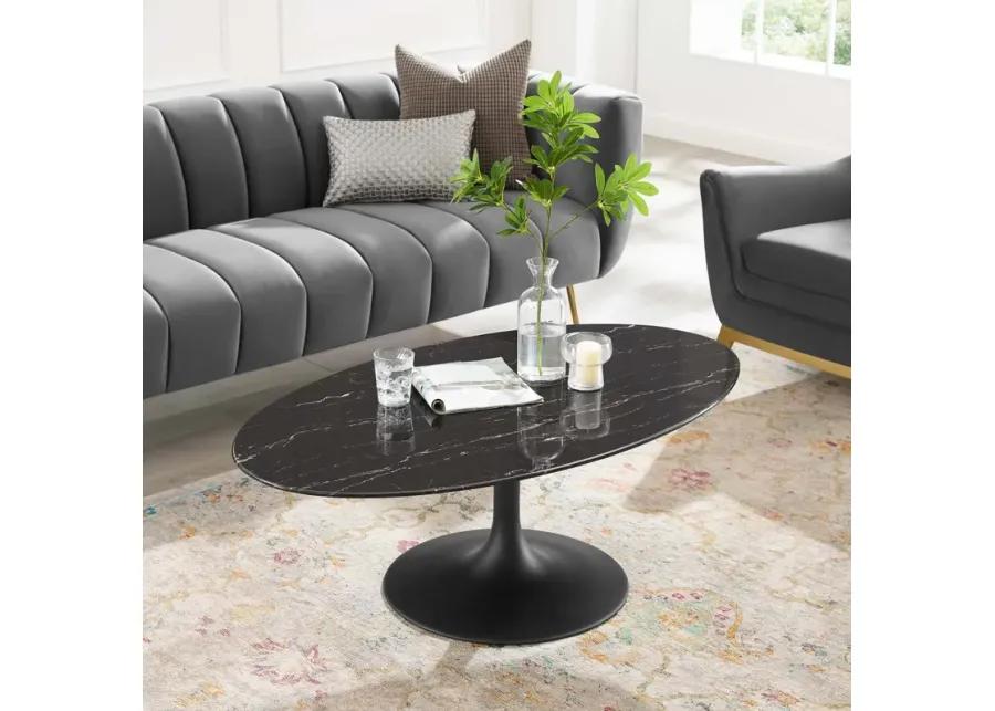 Lippa 48" Oval Artificial Marble Coffee Table