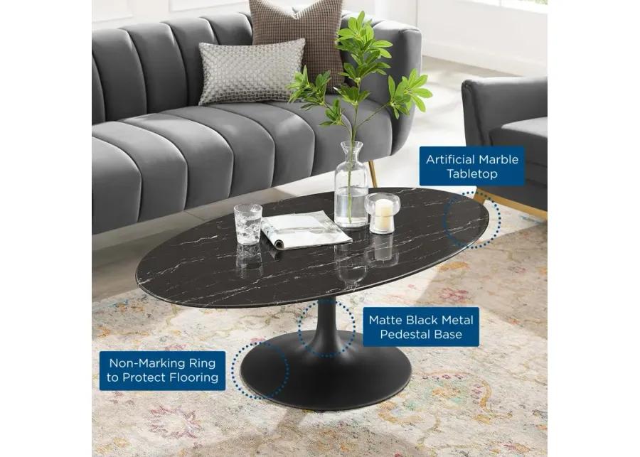 Lippa 48" Oval Artificial Marble Coffee Table