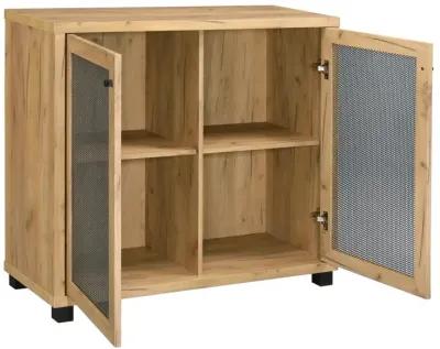 Aaliyah Accent Cabinet with Two Mesh Doors Golden Oak