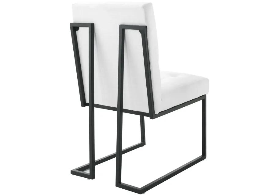 Privy Black Stainless Steel Upholstered Fabric Dining Chair