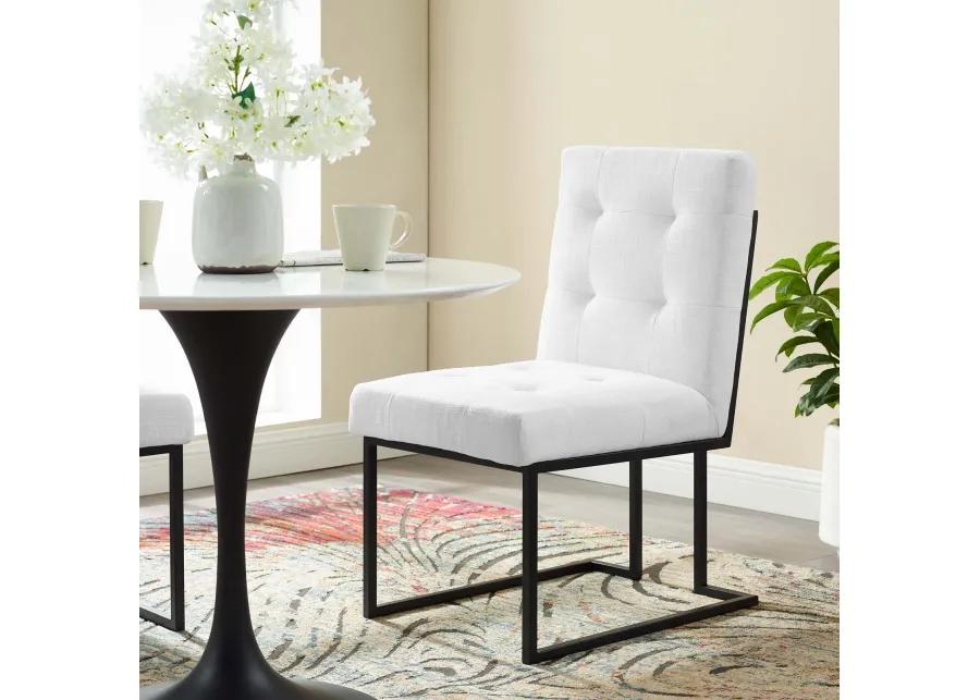 Privy Black Stainless Steel Upholstered Fabric Dining Chair