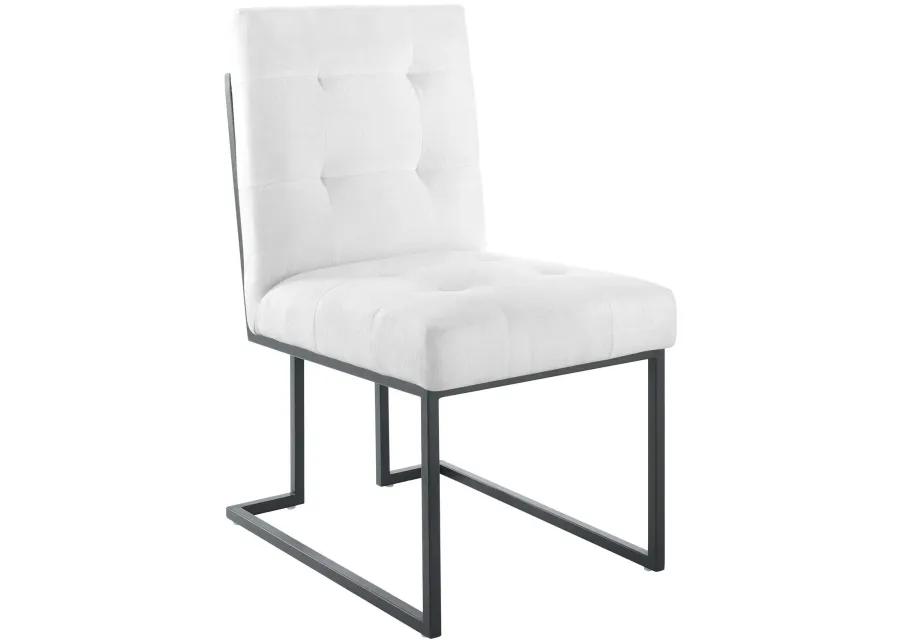 Privy Black Stainless Steel Upholstered Fabric Dining Chair