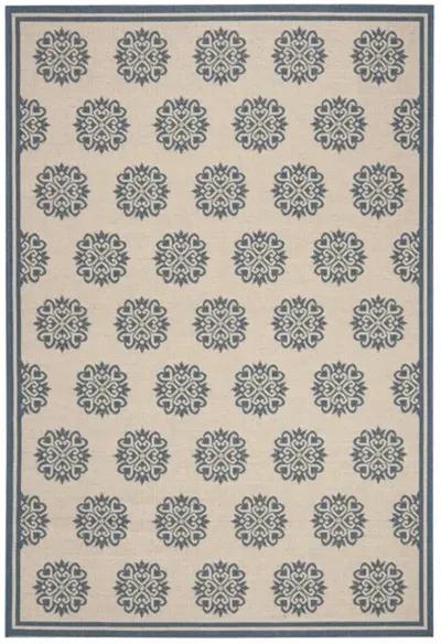 Safavieh BEACH HOUSE Collection BHS181M-3 Blue / Creme 3' X 5'