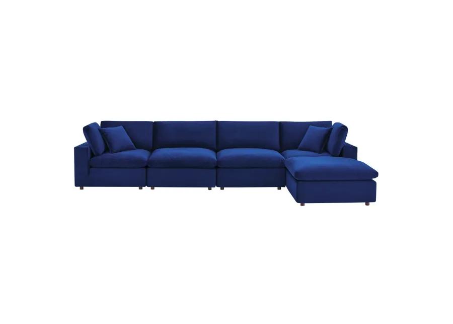 Commix Down Filled Overstuffed Performance Velvet 5-Piece Sectional