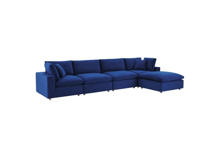 Commix Down Filled Overstuffed Performance Velvet 5-Piece Sectional