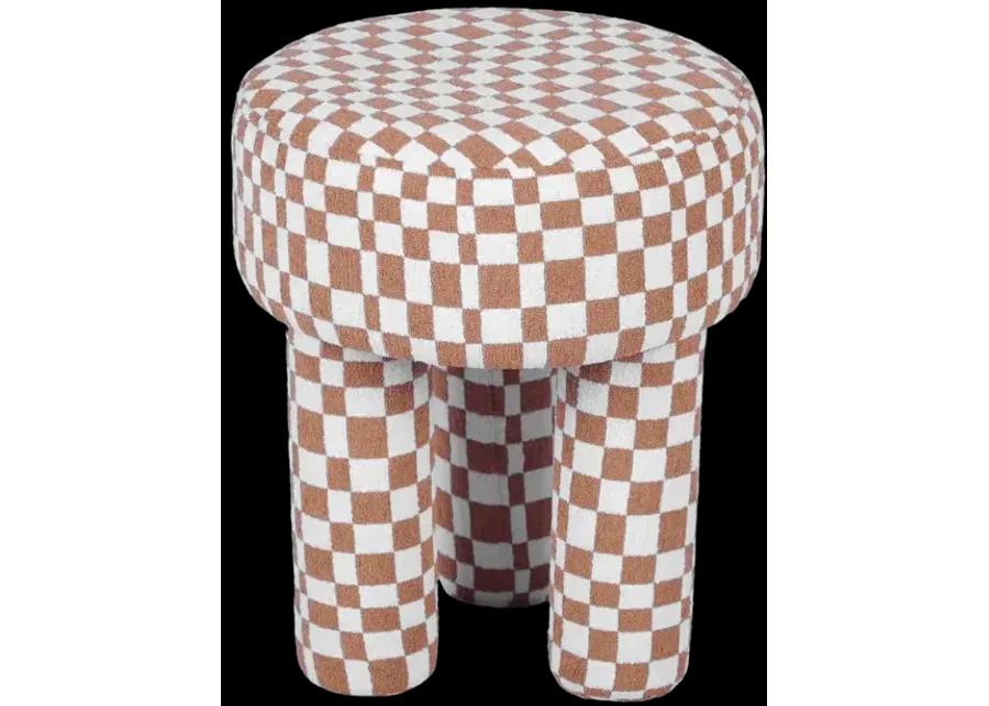 Claire Brown Checkered Boucle Stool