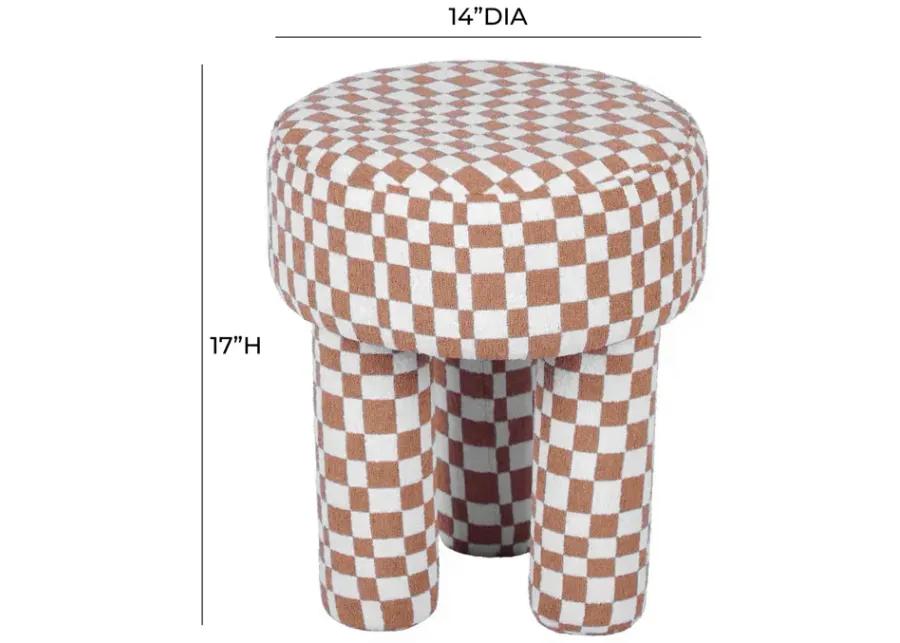 Claire Brown Checkered Boucle Stool