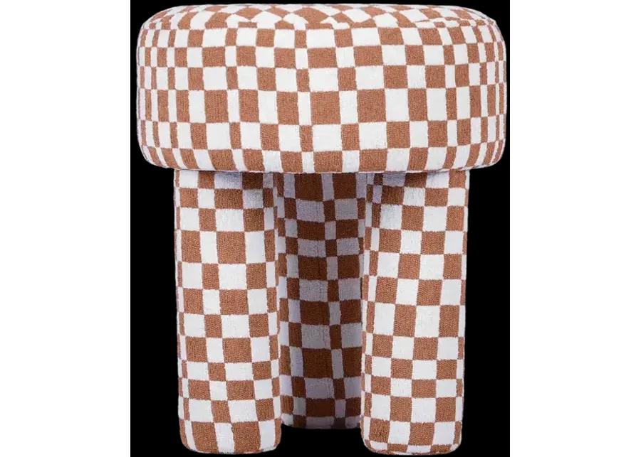 Claire Brown Checkered Boucle Stool