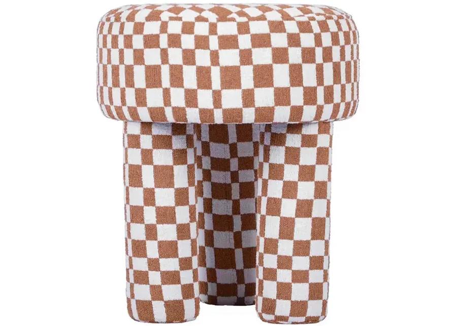 Claire Brown Checkered Boucle Stool