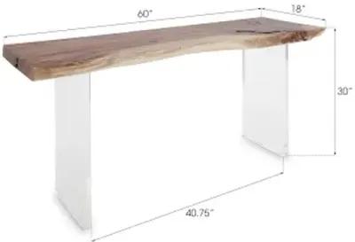 floating console table, acrylic legs