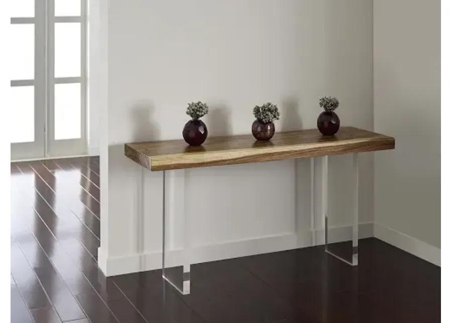 floating console table, acrylic legs