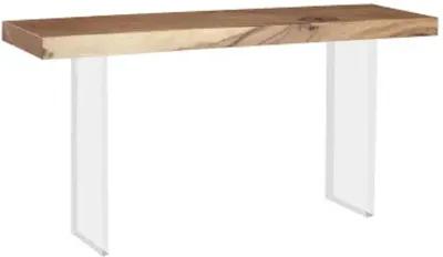 floating console table, acrylic legs