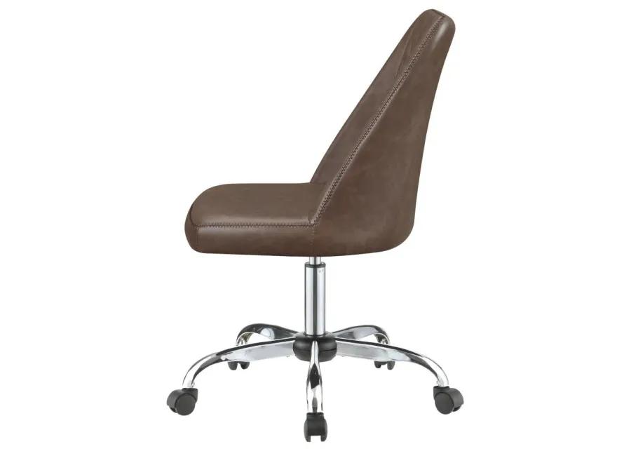 Aarav Upholstered Tufted Back Office Chair Brown And Chrome