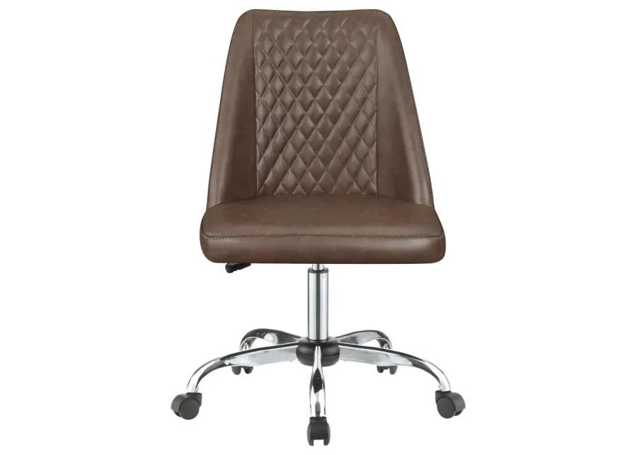 Aarav Upholstered Tufted Back Office Chair Brown And Chrome