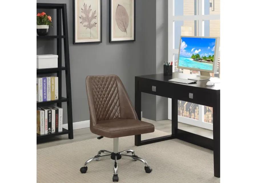 Aarav Upholstered Tufted Back Office Chair Brown And Chrome