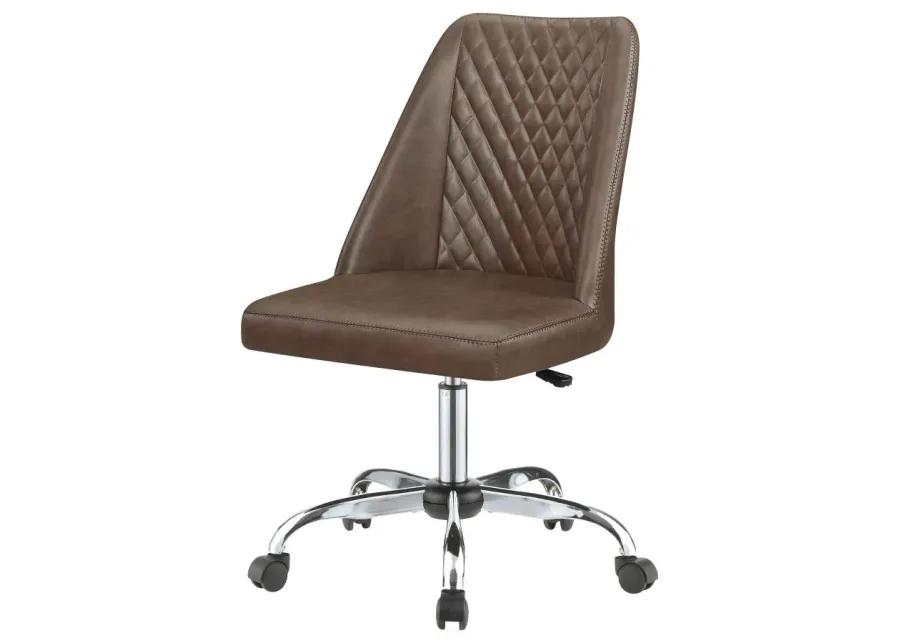 Aarav Upholstered Tufted Back Office Chair Brown And Chrome