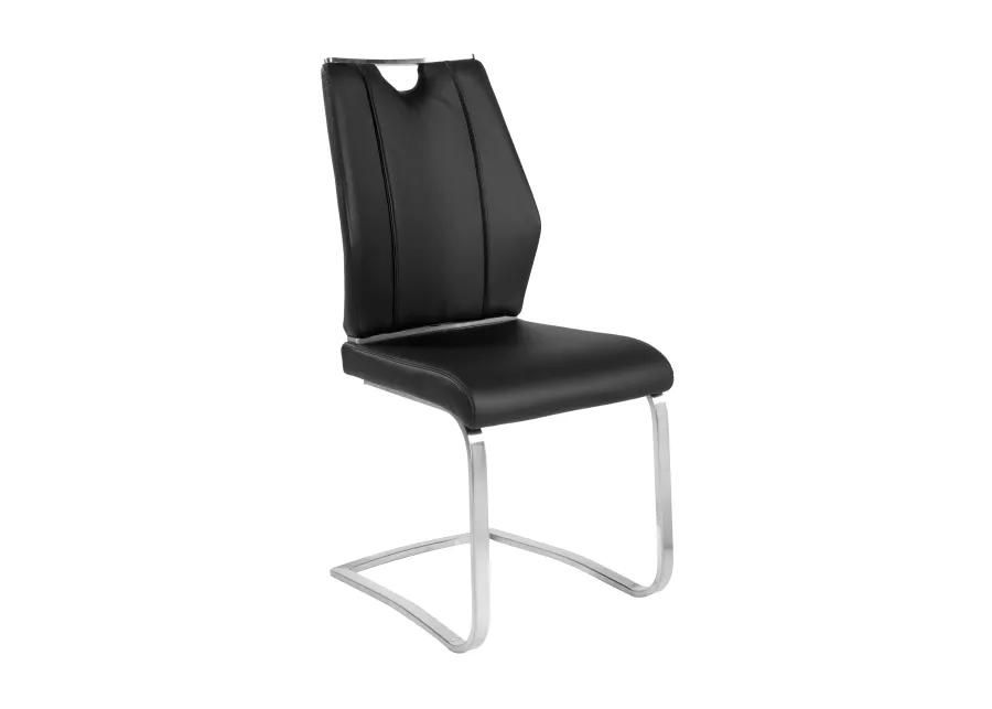 Lexington Side Chair in Black and Brushed Stainless Steel - Set of 2