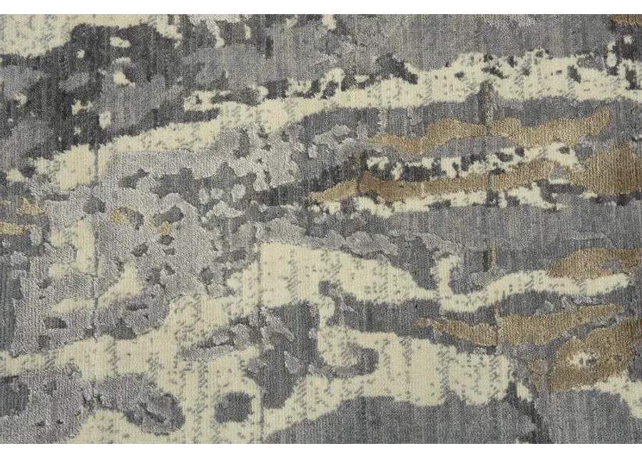 Artistry Beige Abstract NZ Wool/Tencel Blend 5' x 8' Rectangle Rug